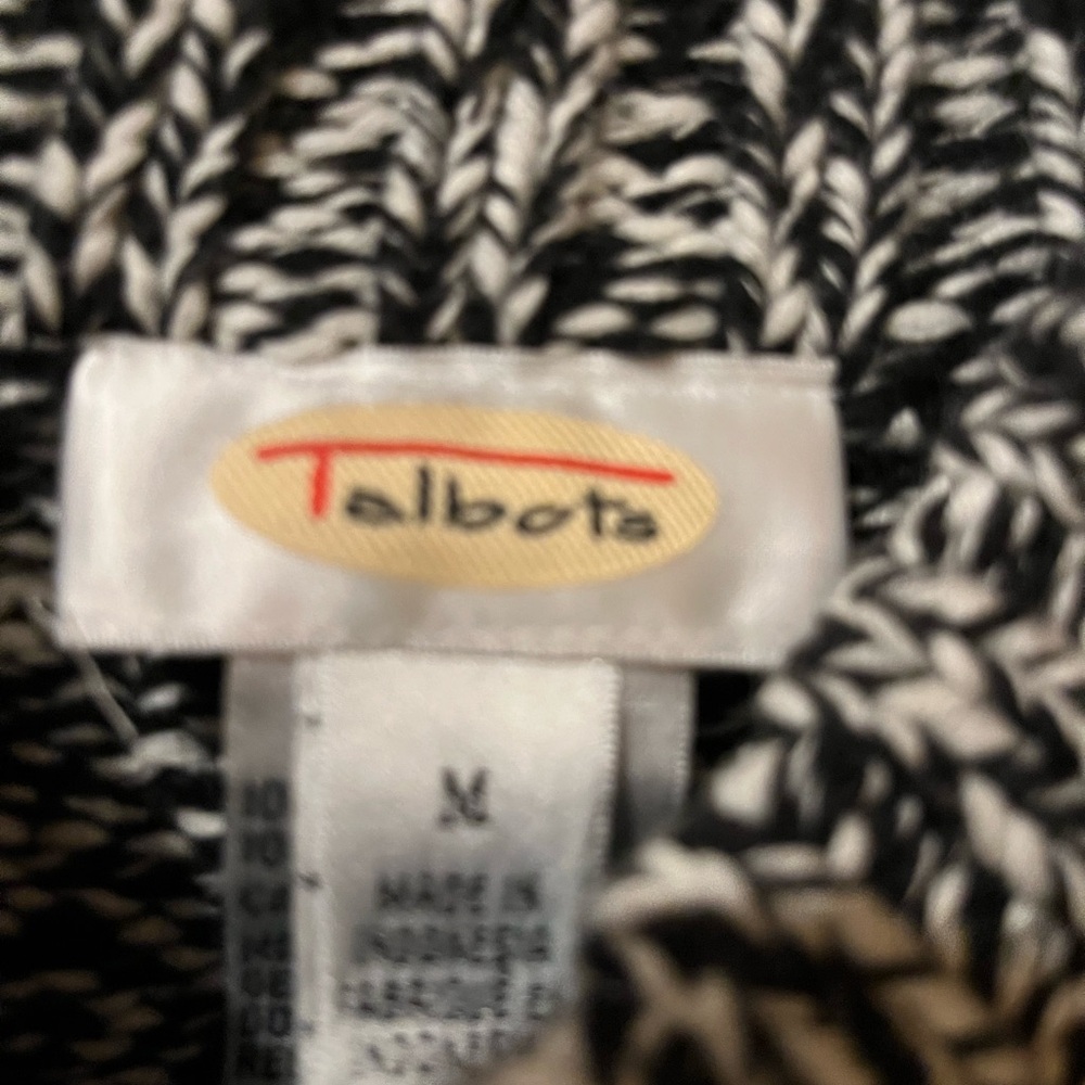 Talbots Black and White Cable Knit Sweater